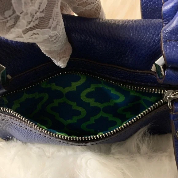 orYANY Embroidered Leather Crossbody/Shoulder HandBag (EUC) Blue/Cream (RARE) - Picture 10 of 14